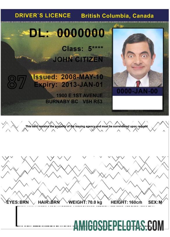 Canadá British Columbia DL, versão 2 exemplo